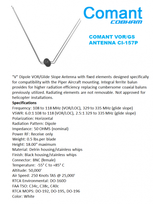 COBHAM COMANT Πιστοποιημένη (TSO'd) Κεραία VOR/LOC/GS SKU: CBM-COMANT-ANTVOR/LOC/GS