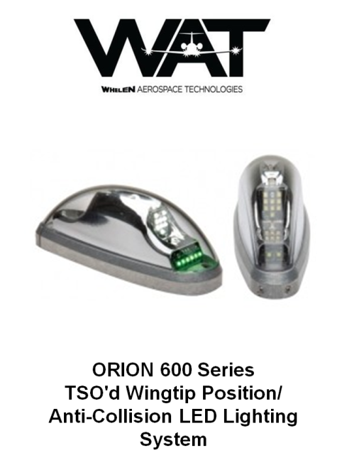 WHELEN ORION 600 Σειρά Πιστοποιημένο (TSO'd) Σύστημα LED Φώτων Ακροπτερυγίων SKU: WAT-LGHT-POS/STB-ORION-600
