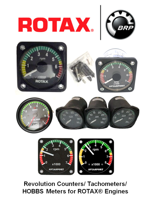 BRP-ROTAX® Ενδείκτες Στροφών/Ωρών Λειτουργίας (HOBBS) Αεροπορικών Κινητήρων SKU: RTX-ENG-AERO-GAU-TACH/HOBBS