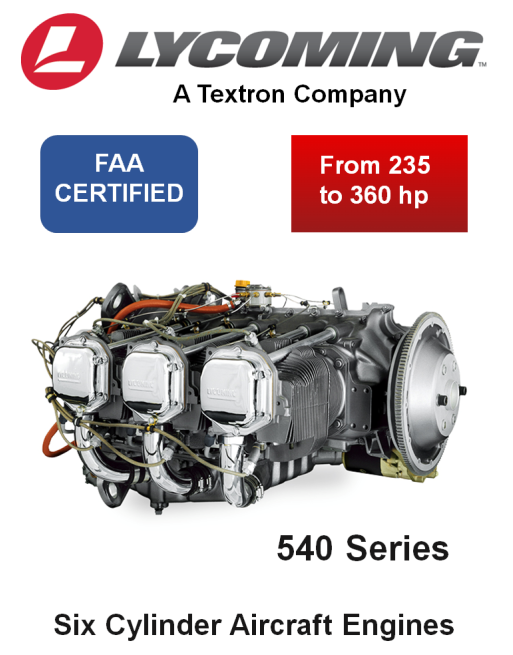 TEXTRON LYCOMING™ Σειρά 540 Πιστοποιημένοι Εξακύλινδροι Αεροπορικοί Κινητήρες SKU: LYC-ENG-AERO-540