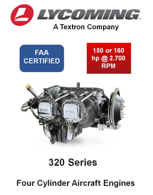 TEXTRON LYCOMING Σειρά 320 Πιστοποιημένοι Αεροπορικοί Κινητήρες SKU: LYC-ENG-AERO-320
