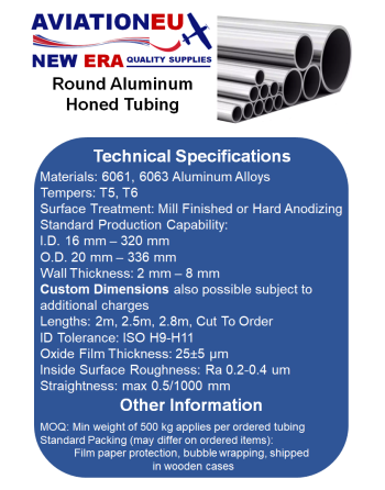 AVIATIONEU NEW ERA Aluminum Honed Tubing Specs