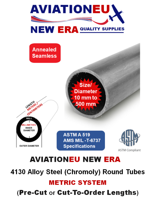 AVIATIONEU NEW ERA 4130 Alloy Steel Chromoly Round Tubes Seamless Annealed-Metric