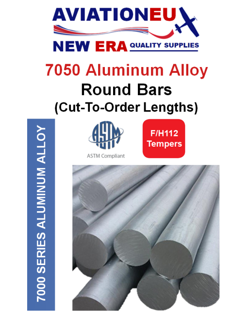 AVIATIONEU NEW ERA Ράβδοι Αλουμινίου Κράματος 7050 F/H112 Temper Κυκλικής Διατομής (CTO) SKU: AVEUNE-RNDBR-AL7050-F/H112-CTO