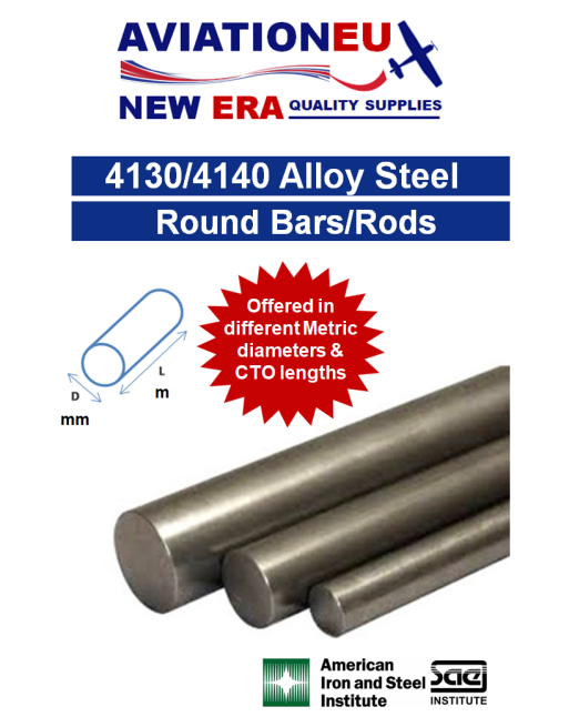 AVIATIONEU NEW ERA Ράβδοι Χάλυβα Κράματος 4130/4140 Κυκλικής Διατομής SKU: AVEUNE-RNDBAR-ST4130/ST4140