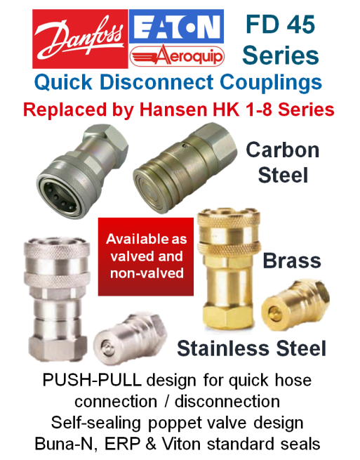 DANFOSS EATON AEROQUIP® FD 45 Σειρά Εξαρτήματα Σύζευξης Ταχείας Αποσύνδεσης SKU: EAQP-HOSECPL-FD45