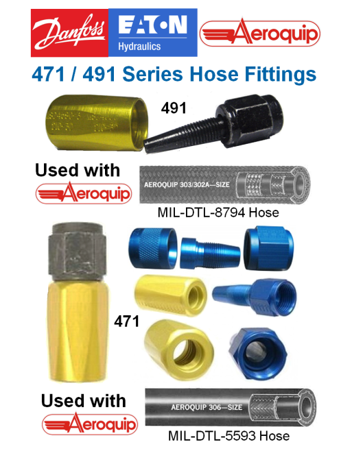 EATON AEROQUIP® 471/491 Σειρά Εξαρτήματα Προσαρμογής Εύκαμπτου Σωλήνα SKU: EAQP-FTG-471/491