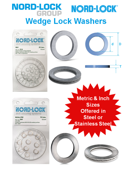 NORD-LOCK® Ροδέλες Ασφάλισης με Σφήνα SKU: NRDLCK-LCKWSHR-WDG