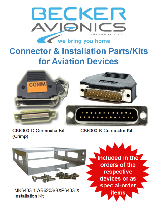 BECKER AVIONICS Εξαρτήματα/Kits Σύνδεσης/Εγκατάστασης Αεροπορικών Συσκευών SKU: BCKR-CNCTR/INST