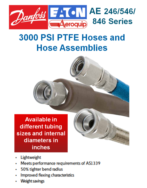 DANFOSS EATON AEROQUIP® AE246/AE446/AE546/AE846 Σειρές PTFE Εύκαμπτοι Σωλήνες & Συγκ/ματα SKU: EAQP-HOSE-AE246/AE546/AE846