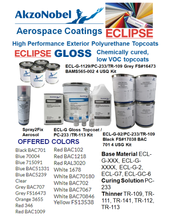 AKZONOBEL Aerospace ECLIPSE (ECL-G) Αεροπορικά Γυαλιστερά (Gloss) Χρώματα (Βαφές) Πολυουρεθάνης SKU: AKZNBL-CTNG-PU-ECL-G