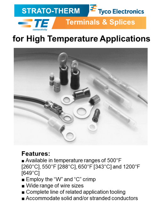 TYCO ELECTRONICS TE CONNECTIVITY™ STRATOTHERM Series High Temperature Terminals & Splices SKU: TYCO/TE-TRML-SPLC-STRATO-THERM