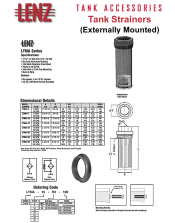 LENZ LTMA Series Tank Mounted Strainers