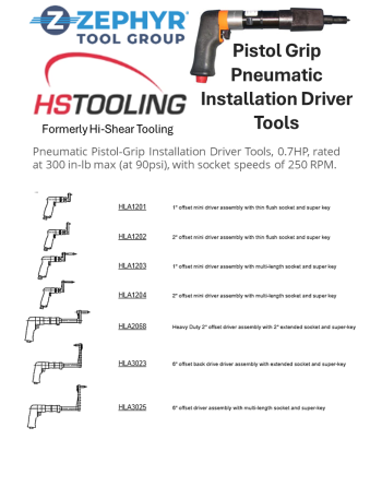 HSTOOLING Pistol Grip Pneumatic Installation Driver Tools