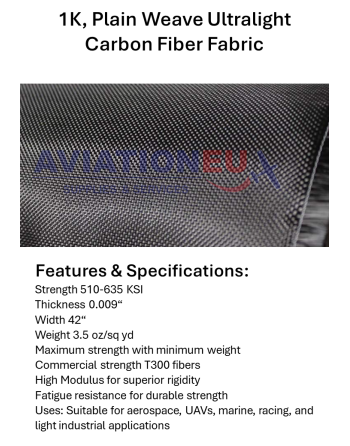 1K Plain Weave Ultralight Carbon Fiber Fabric