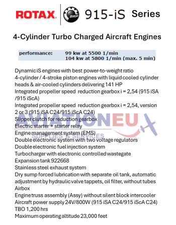 BRP-ROTAX® 915 iS Σειρά Τετρακίλυνδροι Αεροπορικοί Κινητήρες με Υπερσυμπιεστή SKU: RTX-ENG-AERO-915-iS