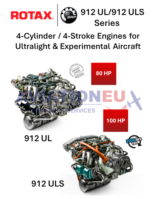 BRP-ROTAX® 912 UL/ULS Σειρά Μη Πιστοποιημένοι Τετρακίλυνδροι Αεροπορικοί Κινητήρες SKU: RTX-ENG-AERO-912-UL/ULS