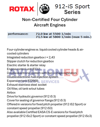 BRP-ROTAX® 912is Sport Σειρά Μη Πιστοποιημένοι Τετρακίλυνδροι Αεροπορικοί Κινητήρες SKU: RTX-ENG-AERO-912-iS