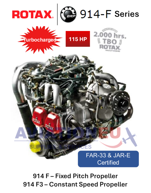 BRP-ROTAX® 914 F Σειρά Πιστοποιημένοι Τετρακίλυνδροι Αεροπορικοί Κινητήρες με Υπερσυμπιεστή SKU: RTX-ENG-AERO-914-F