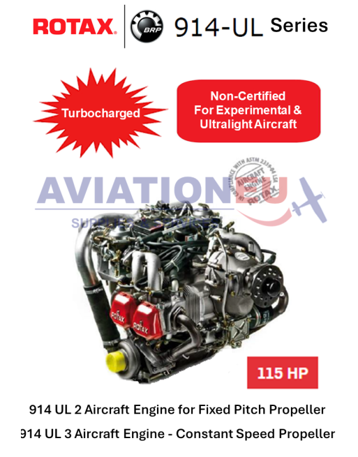 BRP-ROTAX® 914 UL Σειρά Μη Πιστοποιημένοι Τετρακίλυνδροι Αεροπορικοί Κινητήρες με Υπερσυμπιεστή SKU: RTX-ENG-AERO-914-UL