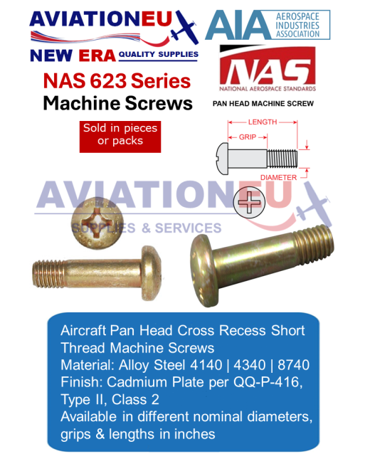 AVIATIONEU NEW ERA AIA NAS 623 Σειρά Βίδες Μηχανής SKU: AVEUNE-SCRW-MCN-NAS623