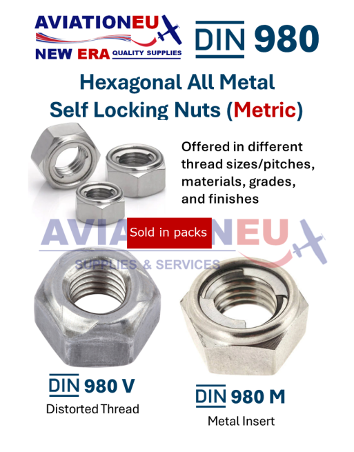 AVIATIONEU NEW ERA DIN 980 Μετρικά Αυτοασφαλιζόμενα Εξαγωνικά ΠαξιμάδιαSKU: AVEUNE-NUT-HEXLCK-DIN980