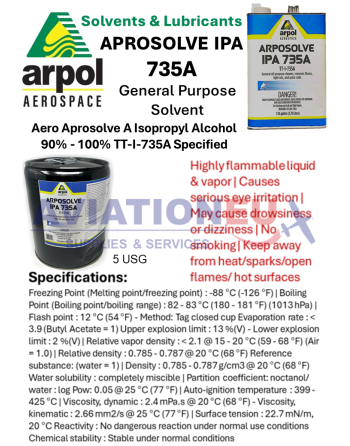 ARPOL AEROSPACE ARPOSOLVE ALCOHOL IPA TT-I-735A General All-Purpose Cleaner