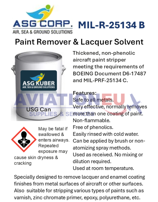 ASG KUBER MIL-R-25134 B Διαλυτικό Αφαίρεσης Χρωμάτων & Λάκας SKU: ASG-KUBER-PNTRMVR-MIL-R-25134B