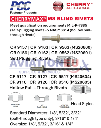 CHERRY® AEROSPACE CHERRYMAX® Τυφλά Πριτσίνια SKU: CHRY-RVT-BLD-CHERRYMAX