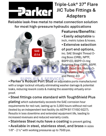 PARKER Triple-Lok® 37° Flare JIC Tube Fittings and Adapters