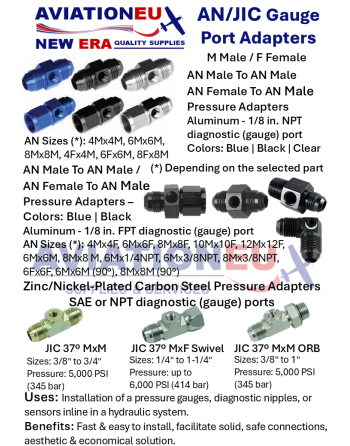 AVIATIONEU NEW ERA AN/JIC Gauge Port Adapters