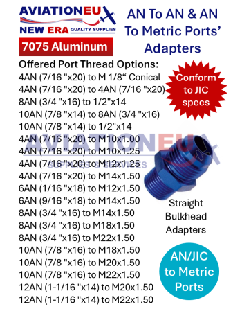 AVIATIONEU NEW ERA AN To AN & AN To Metric Port Adapters