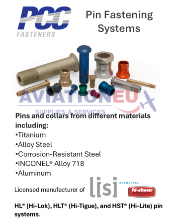 HI-SHEAR CORP. HI-LITE™ / HI-LOK™ /  HI-TIGUE™ Πείροι Πριτσινιών SKU: HISHR-RVTPIN-HST/HL/HLT