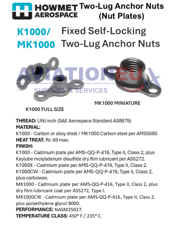 HOWMET® AEROSPACE (ARCONIC) Αεροπορικά Παξιμάδια Αγκύρωσης SKU: ALCOA-NTPLT--SIMLOC