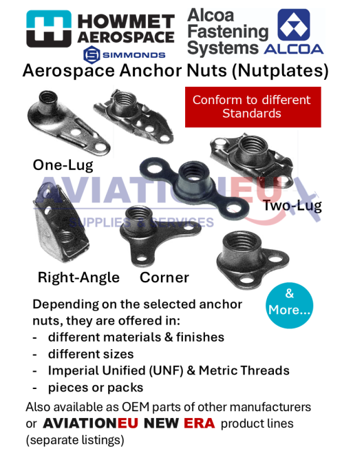 HOWMET® AEROSPACE (ARCONIC) Αεροπορικά Παξιμάδια Αγκύρωσης SKU: ALCOA-NTPLT--SIMLOC HOWMET® AEROSPACE (ARCONIC) Αεροπορικά Παξιμάδια Αγκύρωσης SKU: ALCOA-NTPLT--SIMLOC