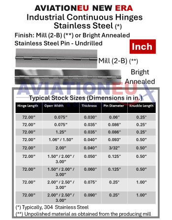 AVIATIONEU NEW ERA Industrial Stainless Steel Piano Hinges Inch