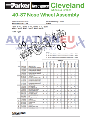 PARKER CLEVELAND Πιστοποιημένοι (TSO'd) Τροχοί, Φρένα & Συγκροτήματα SKU: CLV-WHLBRK