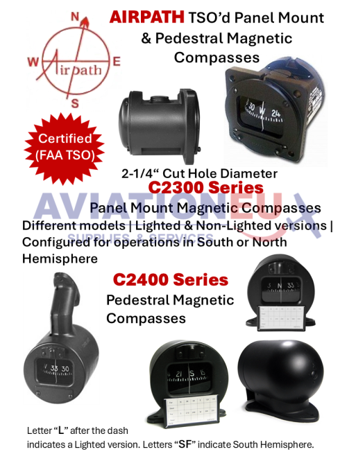 AIRPATH C2300/C2400 Series Certified (TSO) Magnetic Compasses SKU: ARP-MCP-C2300/C2400
