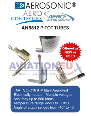AEROSONIC AEROCONTROLEX AERO INSTRUMENTS AN5812 TSO Aircraft Pitot Tubes