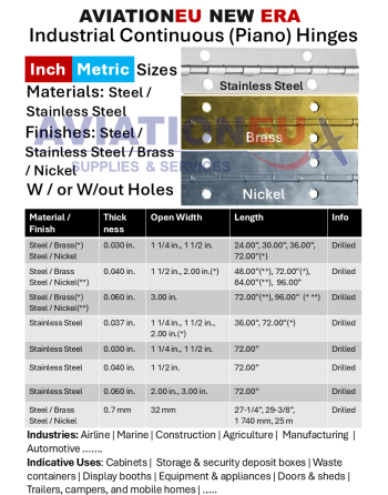 AVIATIONEU NEW ERA Industrial Hinges Sizes