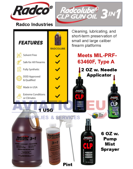 RADCO RADCOLUBE® Λάδι Καθαρισμού, Λίπανσης & Συντήρησης (CLP) Οπλικών Συστημάτων SKU: RADCO-CLP-RADCOLUBE