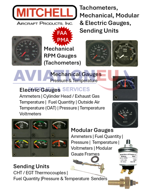 MITCHELL FAA PMA Approved Gauges & Sending Units