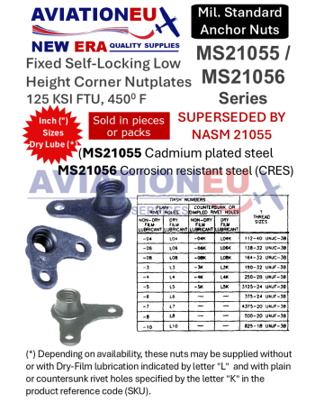 AVIATIONEU NEW ERA MS21055/MS21056 Series Fixed Self-Locking Low Height Corner Nutplates