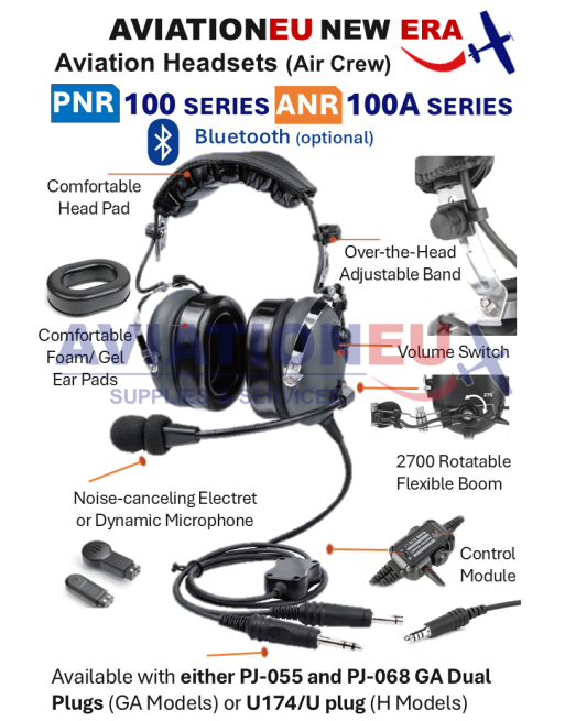 AVIATIONEU NEW ERA 100-100A Series PNR-ANR Aviation Headset Components
