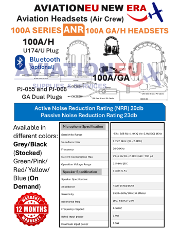 AVIATIONEU NEW ERA 100A Series ANR Aviation Headsets-Specifications