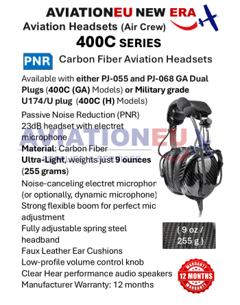AVIATIONEU NEW ERA 400C Series PNR Carbon Fiber Aviation Headsets Features