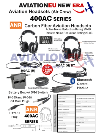 AVIATIONEU NEW ERA 400AC Series ANR Aviation Headsets-Components & Specifications
