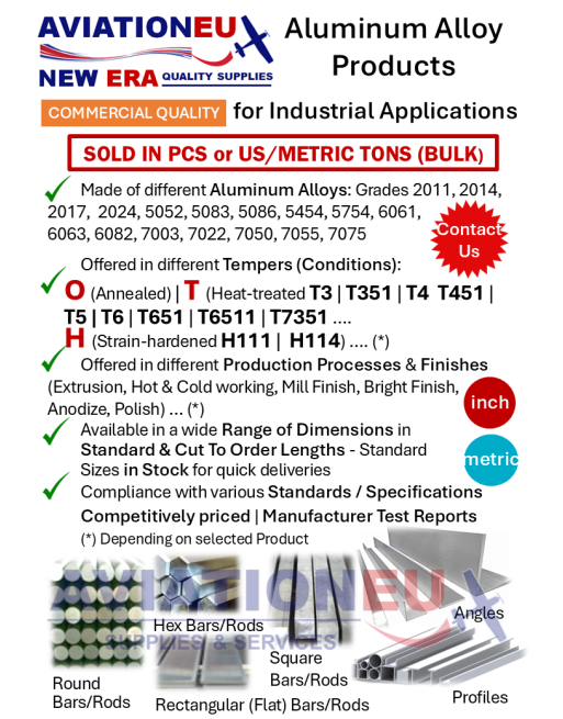 AVIATIONEU NEW ERA Προϊόντα Κραμάτων Αλουμινίου (Βιομηχανικές Εφαρμογές) SKU: AVEUNE-PRD-AL-IND