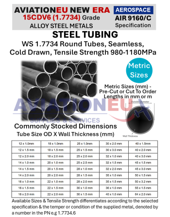 AVIATIONEU NEW ERA 15CDV6 Alloy Steel Tubes Dimensions