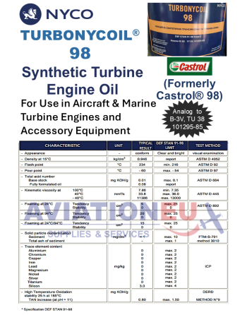 NYCO TURBONYCOIL 98 Synthetic Turbine Engine Oil_Properties